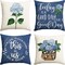 Blue Hydrangea Spring Summer Throw Pillow Covers, 18 x 18 Inch Today is A Good Day Dark Blue Cushion Case Decoration for Sofa Couch Set of 4